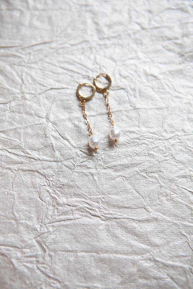 Pearl Huggie Hoop Earring