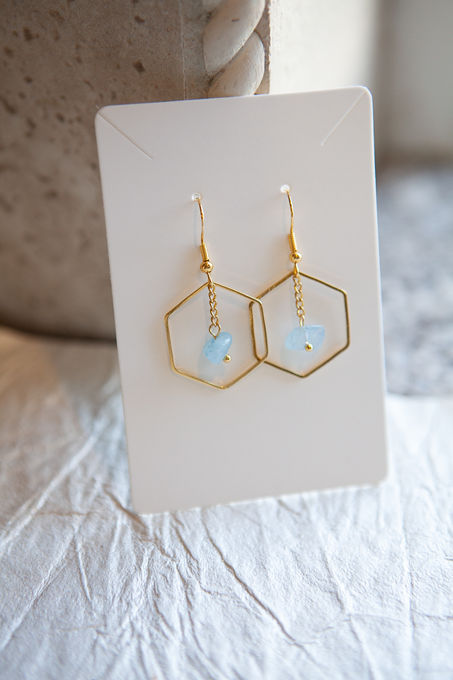 Gold Hexagon Earrings