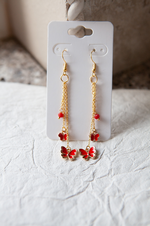 Red Butterfly Earrings