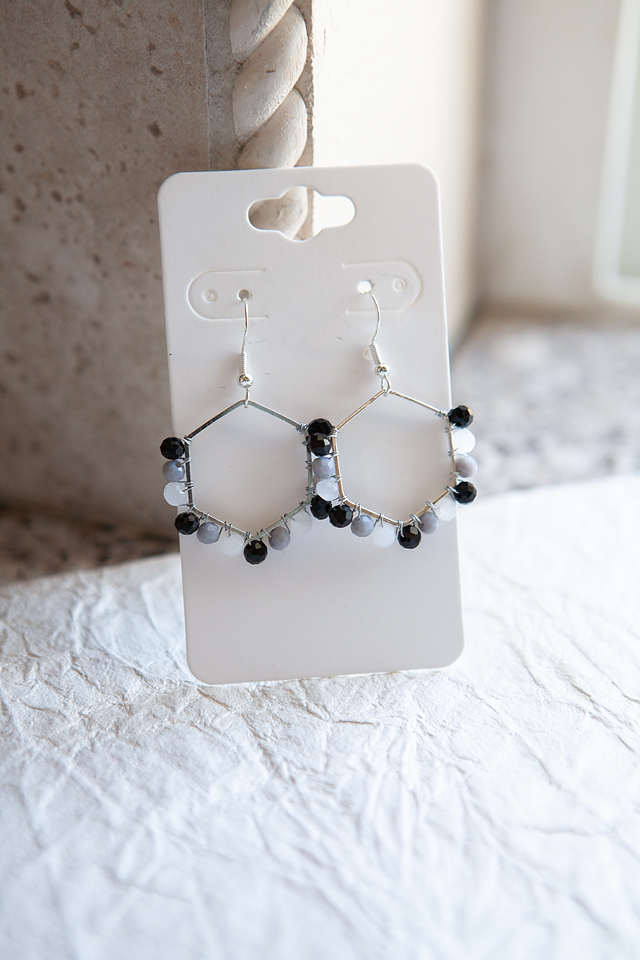 Hexagon Grayscale Earrings