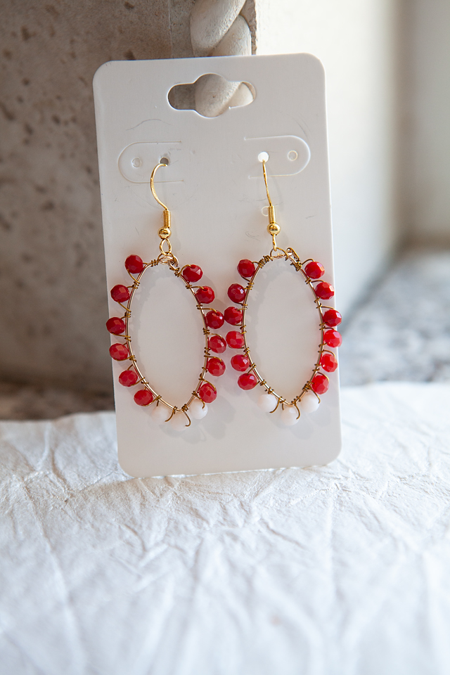 Red Oval Earrings