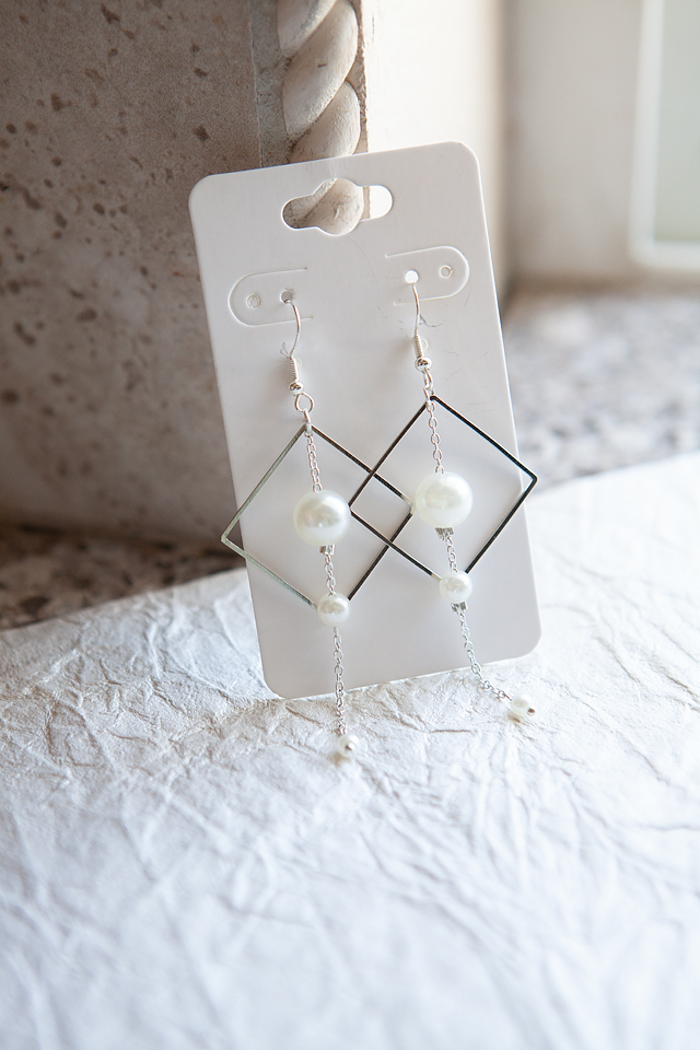 Square Pearl Drop Earrings