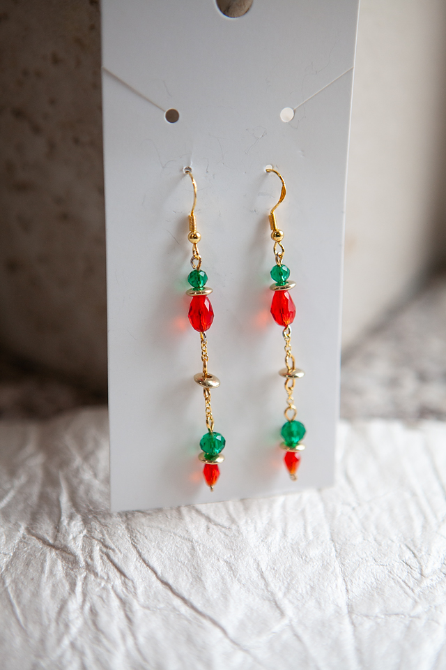 Red and Green Beaded Earrings