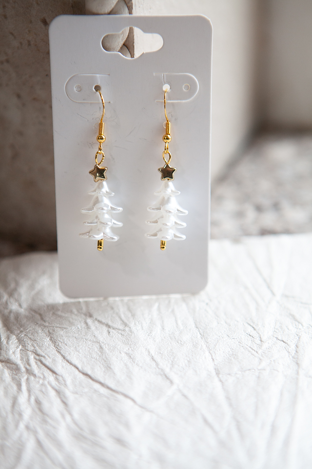 White Christmas Tree Earrings